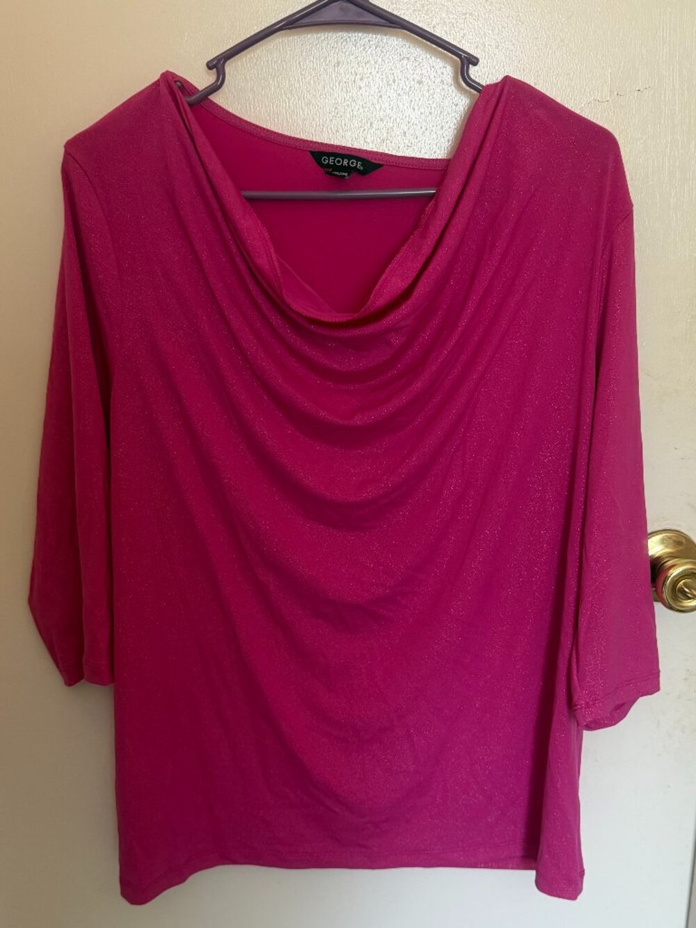George Magenta Pink Cowl-Neck Blouse W 20